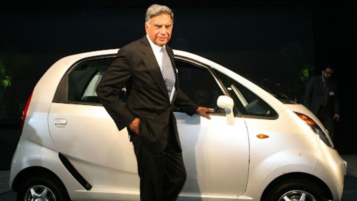 Ratan Tata with tata nano
